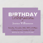 Mod Color Purple Invitations d'anniversaire (Devant / Derrière)