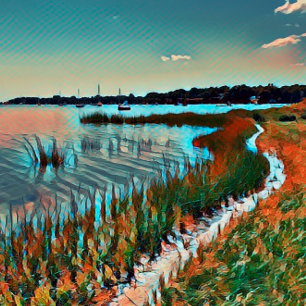 Mod Colors Cape Cod Bay Ocean Pathway Canvas Afdruk