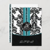Mod Damask Aqua RSVP Standaard 3.5 x 5 (Voorkant / Achterkant)