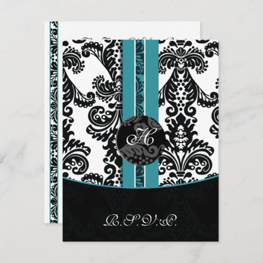 mod damask aqua rsvp standard 3,5 x 5 (Devant / Derrière)