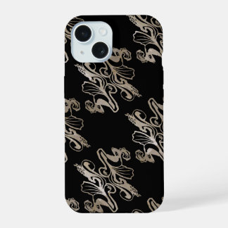 Mod damast textuur (zilver en zwart) iPhone 15 hoesje