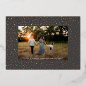 Mod Delicate Geometrische Lijst Foto Grijs Roos Go Folie Feestdagenkaart (Voorkant)