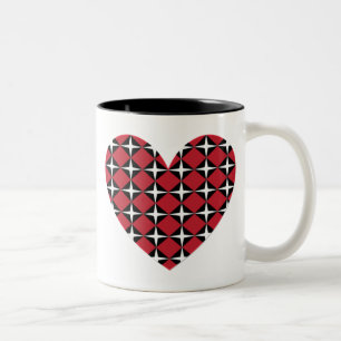Mod Diamond Heart Tweekleurige Koffiemok