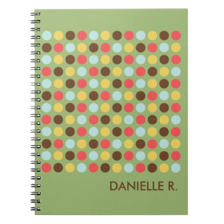 Mod dots patroon oranje groene gepersonaliseerde a notitieboek