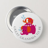 Mod Elephant Baby shower Grote grootmoeder Ronde Button 7,6 Cm (Voorkant /achterkant)