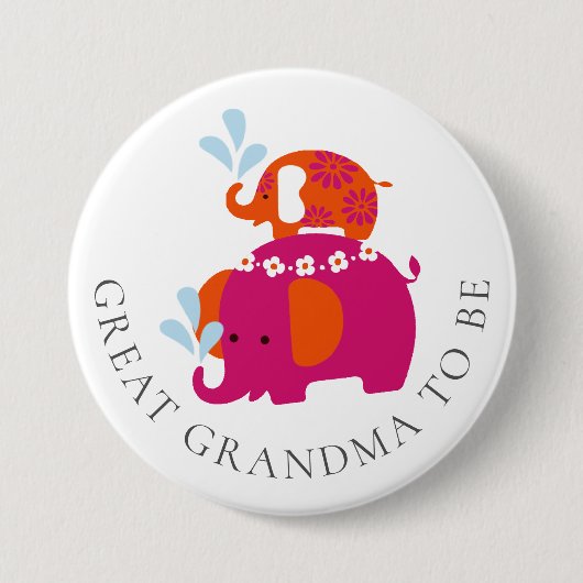 Mod Elephant Baby shower Grote grootmoeder Ronde Button 7,6 Cm (Voorkant)