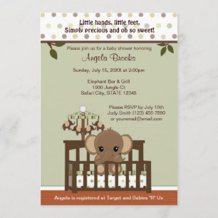 Mod ELEPHANT Baby shower Invitation KME-G green Kaart
