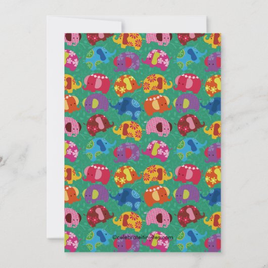 Mod Elephant Baby shower Invitation Lime (Dos)
