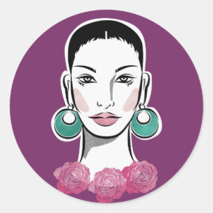 Mod Fleur Woman 1960 Ronde Sticker