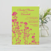 Mod Floral Bridal Shower Invitation Limoen Fuchsia Kaart (Staand voorkant)