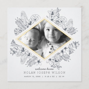 Mod Floral Geboorteaankondiging Aankondiging