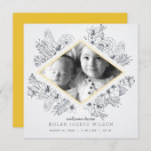 Mod Floral Geboorteaankondiging Aankondiging (Voorkant / Achterkant)