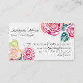 Mod Floral Rozen Moderne Kunstbruiloft Visitekaartje (Achterkant)