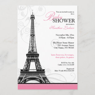 Mod Flourish Eiffel Tower Parisian Baby shower Kaart