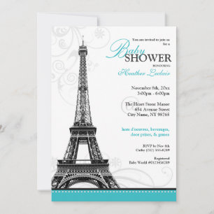Mod Flourish Eiffel Tower Parisian Baby shower Kaart