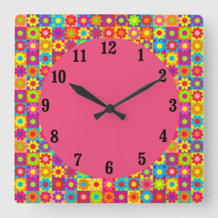 Mod Flower Power Vierkante Klok