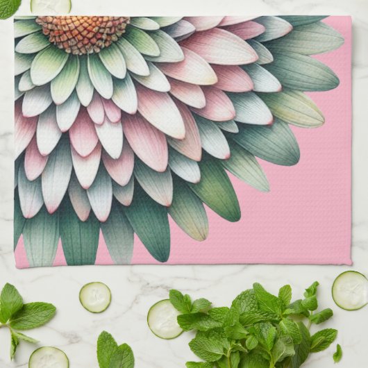 Mod Flower – Roze, Wijze & Geel Theedoek (Gevouwen)