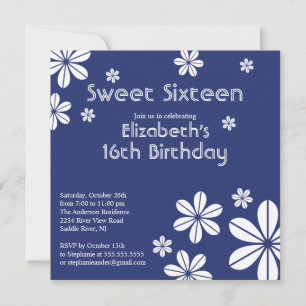 Mod Flowers Sweet Sixteen Birthday Uitnodiging