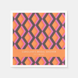 Mod Geometrisch Roze Bruin Aangepast Bruidsfeestje Servet
