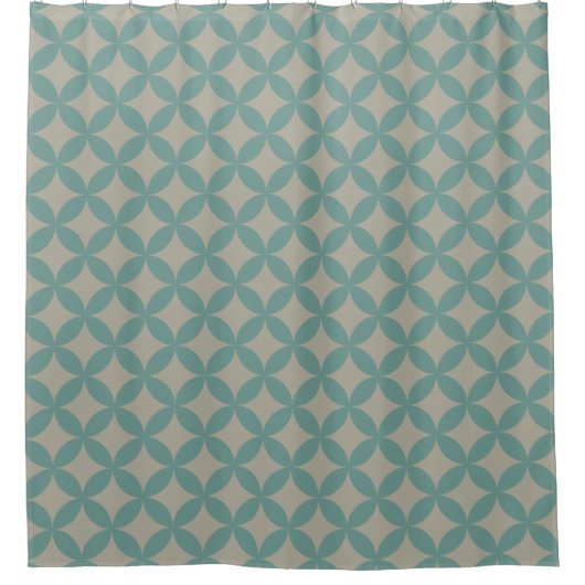 Mod Geometrische Retro Moderne Turquoise uit het m Douchegordijn (Voorkant)