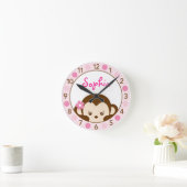 Mod Girl Monkey - Aangepaste Nursery Wall klok (Huis)