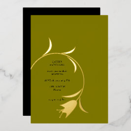 Mod Gold & Olive Folie Huwelijksuitnodiging Folie Uitnodiging