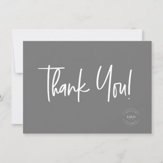 Mod Gray White Company Logo Sociale Dank u Bedankkaart (Voorkant)
