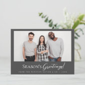 Mod Grey Business Christmas Team foto Feestdagenkaart (Staand voorkant)