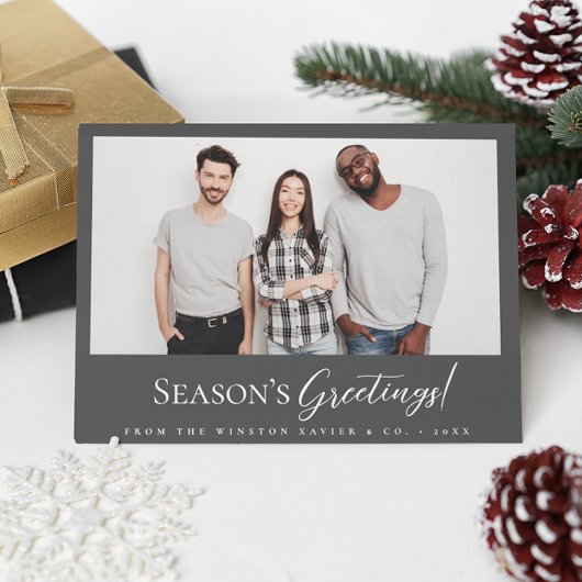 Mod Grey Business Christmas Team foto Feestdagenkaart