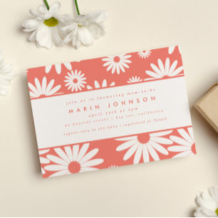 Mod Groovy Happy Daisy Hippie Roze Baby shower Kaart