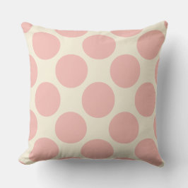 Mod grote stippen in roze en crème patroon kussen