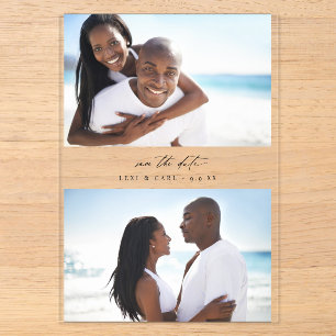 MOD H Duo Foto Save the Date Acryl Uitnodigingen