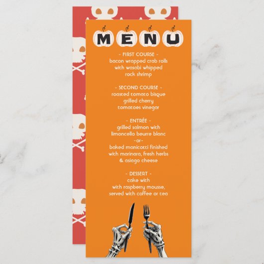 Mod Halloween Bruiloft Party Menu (Voorkant / Achterkant)