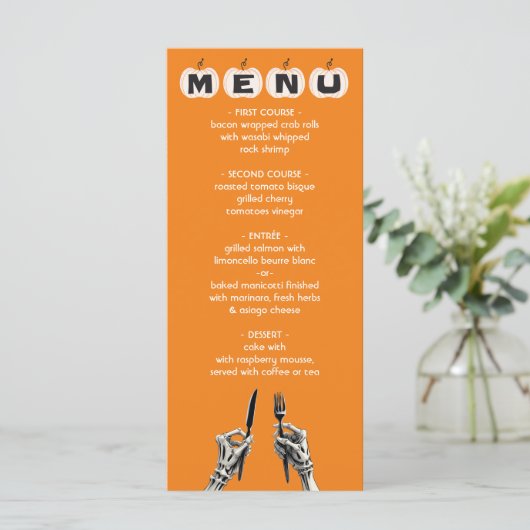 Mod Halloween Bruiloft Party Menu (Staand voorkant)