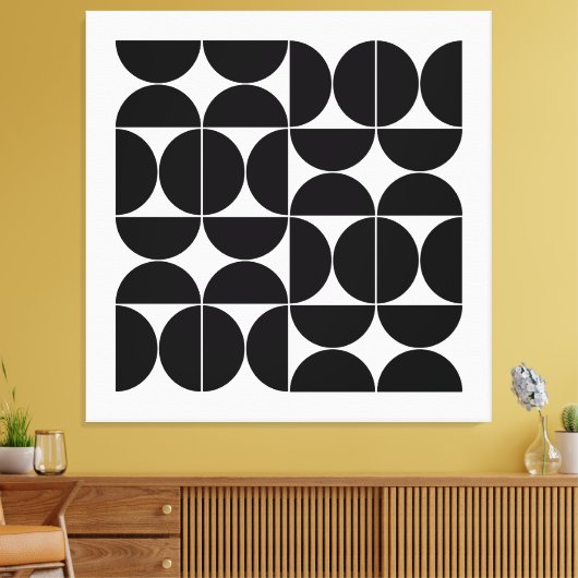 Mod halve cirkels in zwart canvas afdruk (Insitu (Woonkamer))