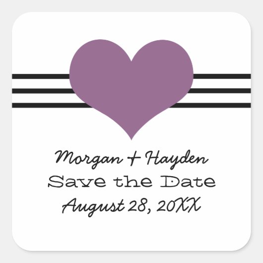 Mod hart De datum Stickers opslaan, Paars (Voorkant)