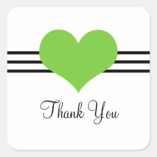 Mod Heart Dank jullie Stickers, Groen Vierkante Sticker