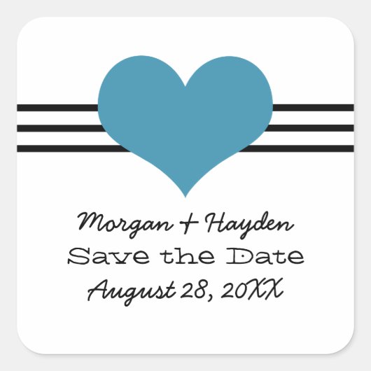 Mod Heart Enregistrer les stickers Date, Bleu (Devant)