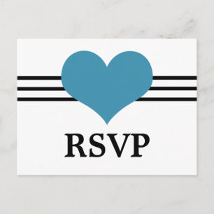 Mod Heart RSVP Briefkaart, blauw Uitnodiging Briefkaart
