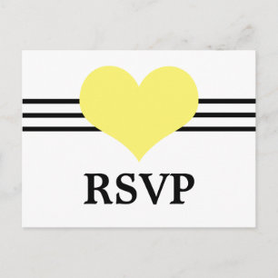 Mod Heart RSVP Briefkaart, geel Uitnodiging Briefkaart