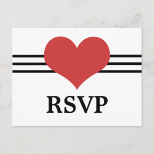 Mod Heart RSVP Briefkaart, rood Uitnodiging Briefkaart