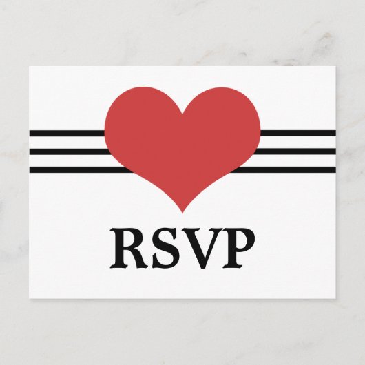 Mod Heart RSVP Briefkaart, rood Uitnodiging Briefkaart (Voorkant)