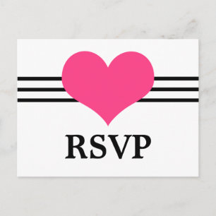Mod Heart RSVP Briefkaart, Roze Uitnodiging Briefkaart