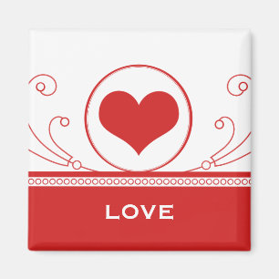 Mod Heart Swirls Magnet, Red Magneet