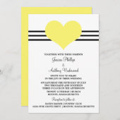 Mod Heart Wedding Invite, Geel Kaart (Voorkant / Achterkant)