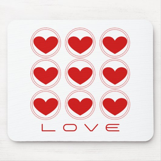 Mod Hearts Love Mousepad, Red Muismat (Voorkant)