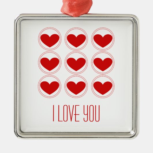 Mod Hearts Love Ornament, Red Metalen Ornament (Voorkant)