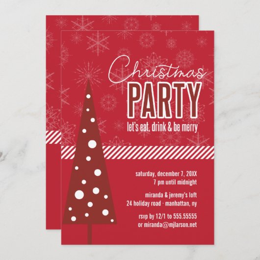 Mod Holiday Tree Noël Fête Invitation (Devant / Derrière)