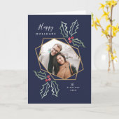 Mod Holly Gold Geo cadre photo Marine | Carte de v (Fleur jaune)