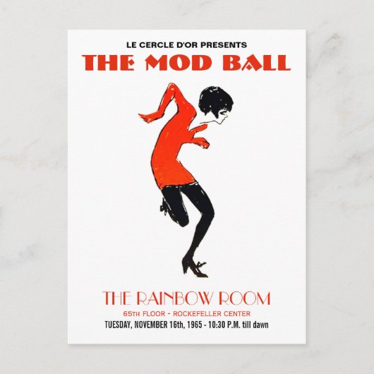 Mod jaren '60: Dance Party  Invitation Briefkaart (Voorkant)